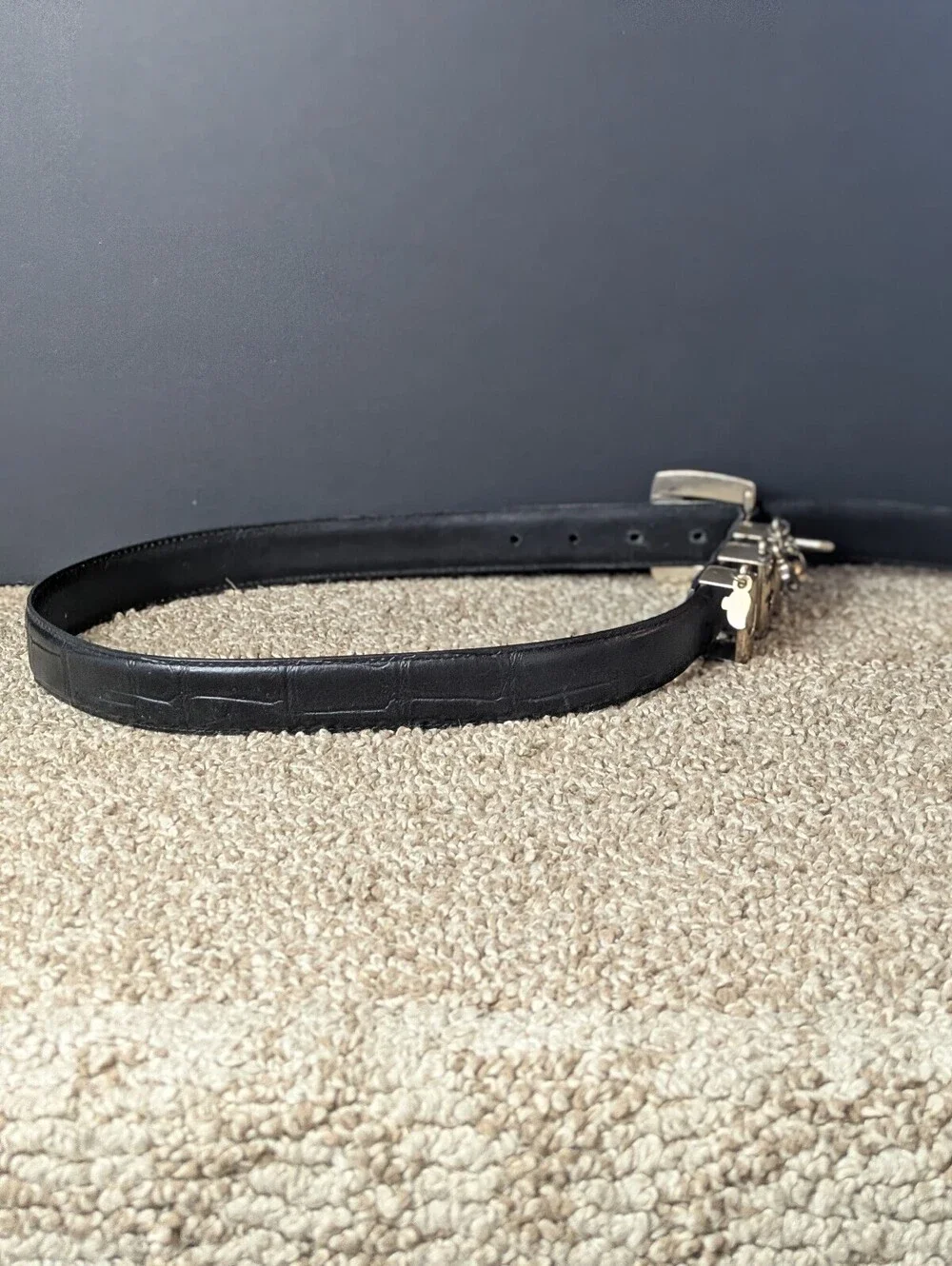 Brighton Disney Mickey Mouse Vintage Leather Belt Silver Charms S 3013M